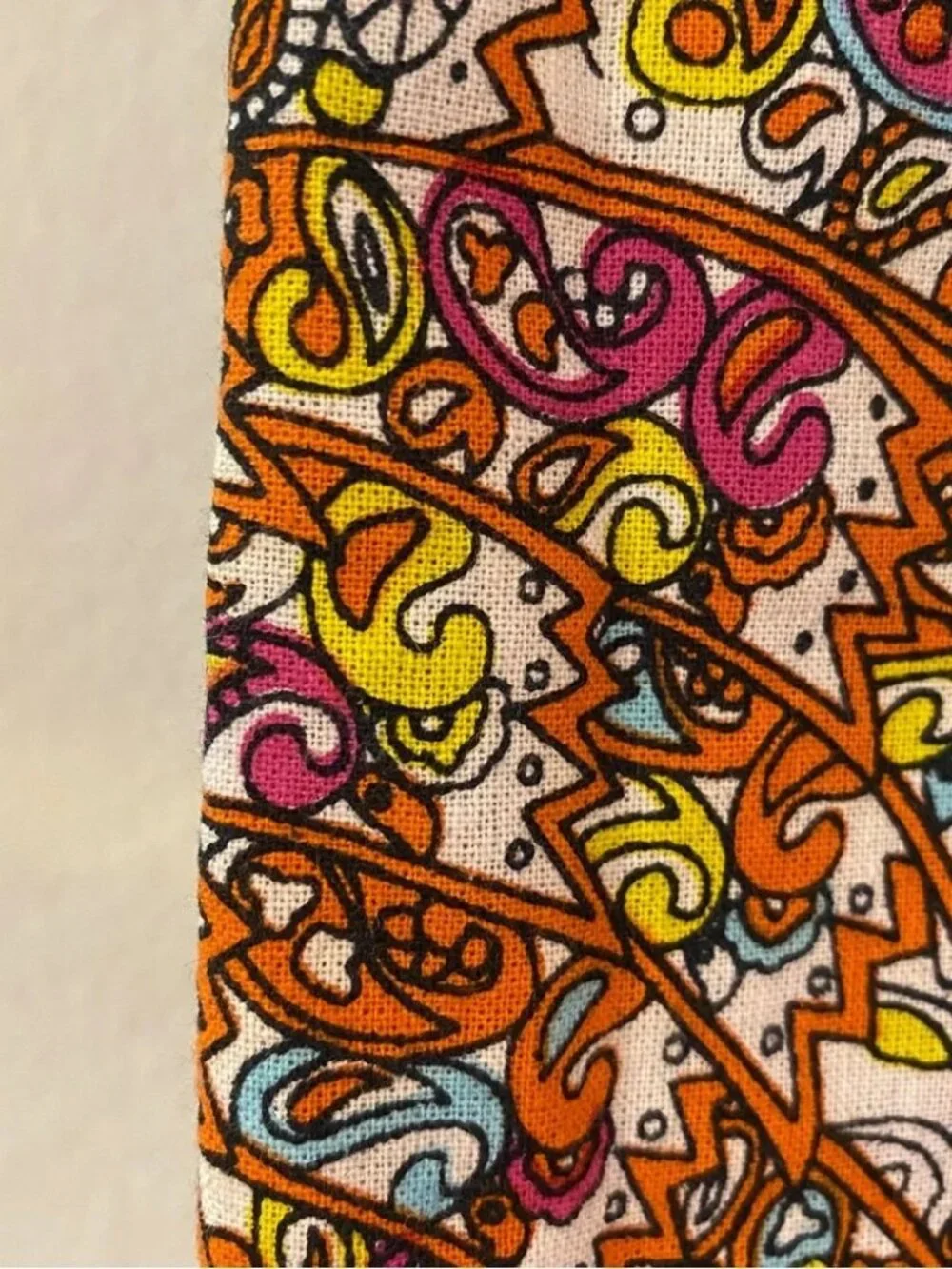 Anthropologie cotton pink orange feather print 84